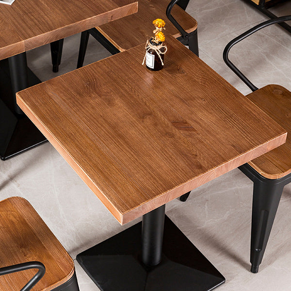 Black Base Dining Table Industrial Wood Table for Dining Room Kitchen