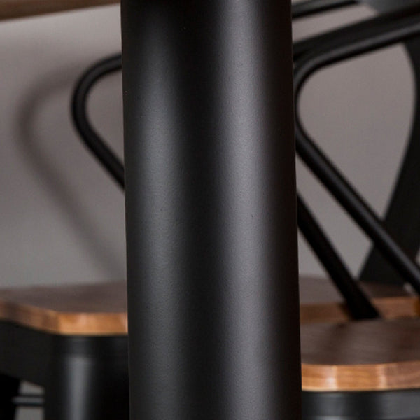Black Base Dining Table Industrial Wood Table for Dining Room Kitchen