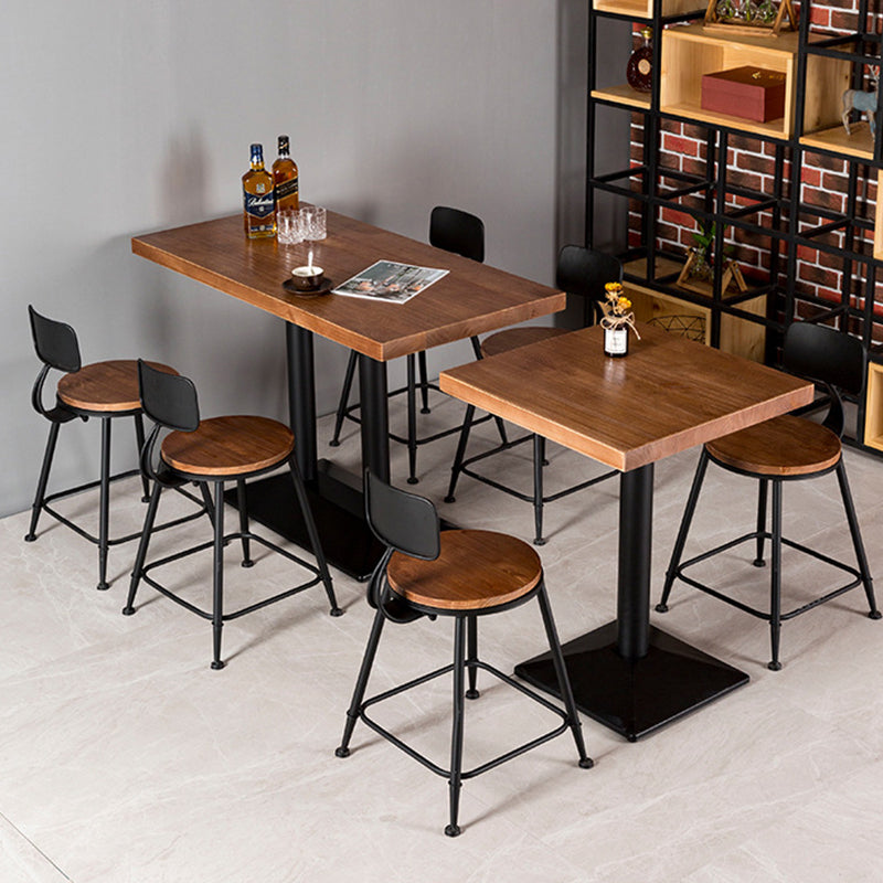 Black Base Dining Table Industrial Wood Table for Dining Room Kitchen