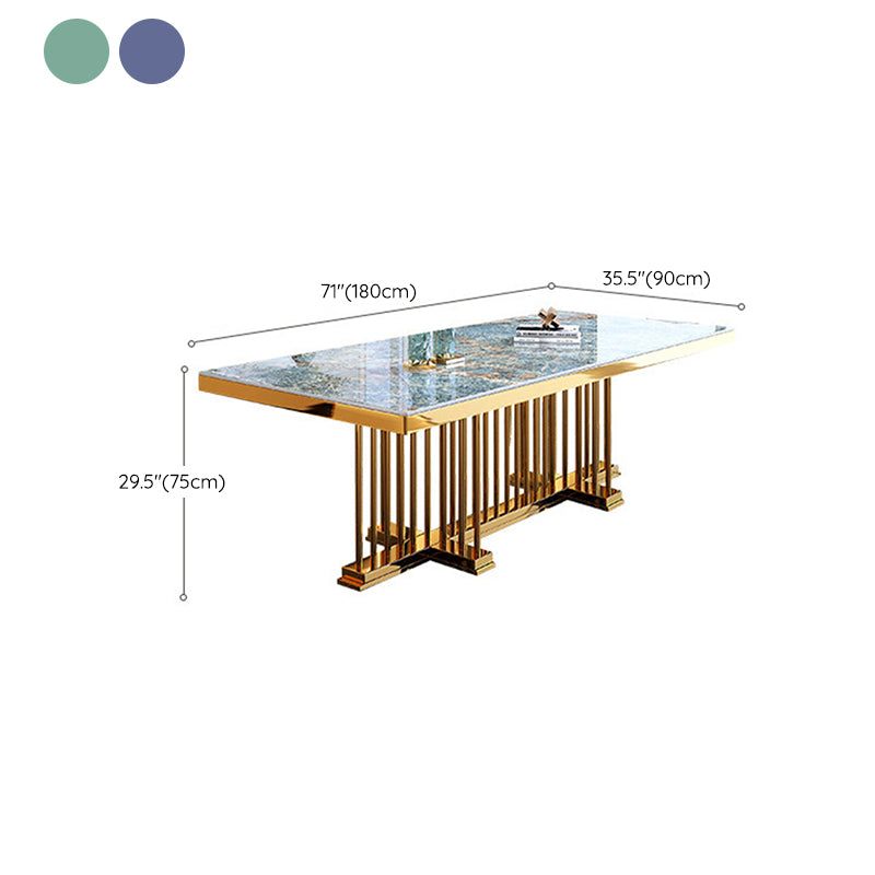 Glam Dining Stone Table Dining Rectangle Table with Metal Legs for Home Use