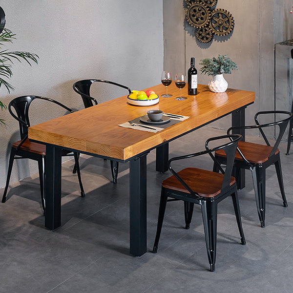 Industrial Pine Wood Table Rectangle 4 Legs Base Dining Table for Kitchen