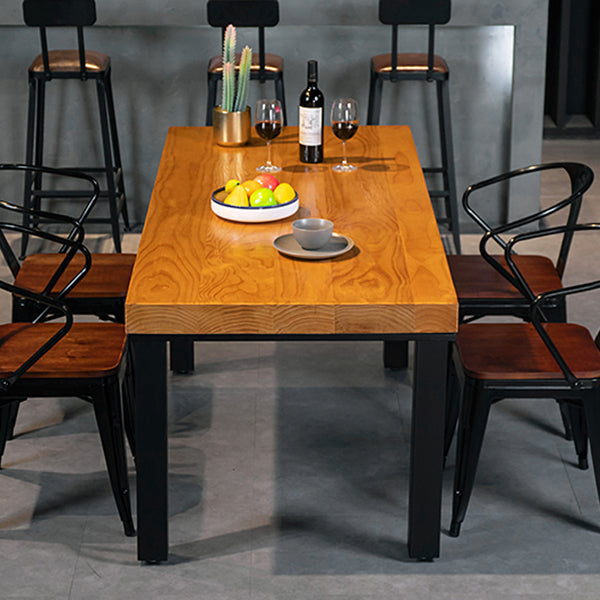 Industrial Pine Wood Table Rectangle 4 Legs Base Dining Table for Kitchen