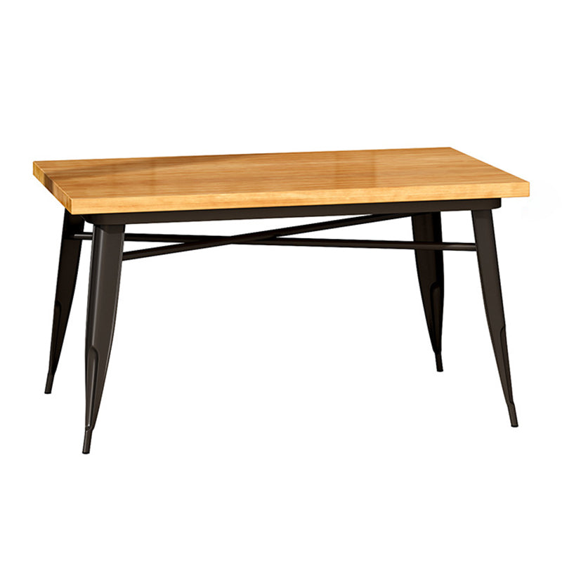Rectangle Black Base Dining Table Industrial Wood Table for Bar