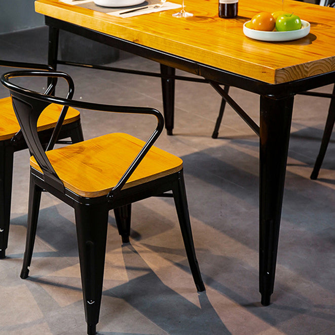 Rectangle Black Base Dining Table Industrial Wood Table for Bar