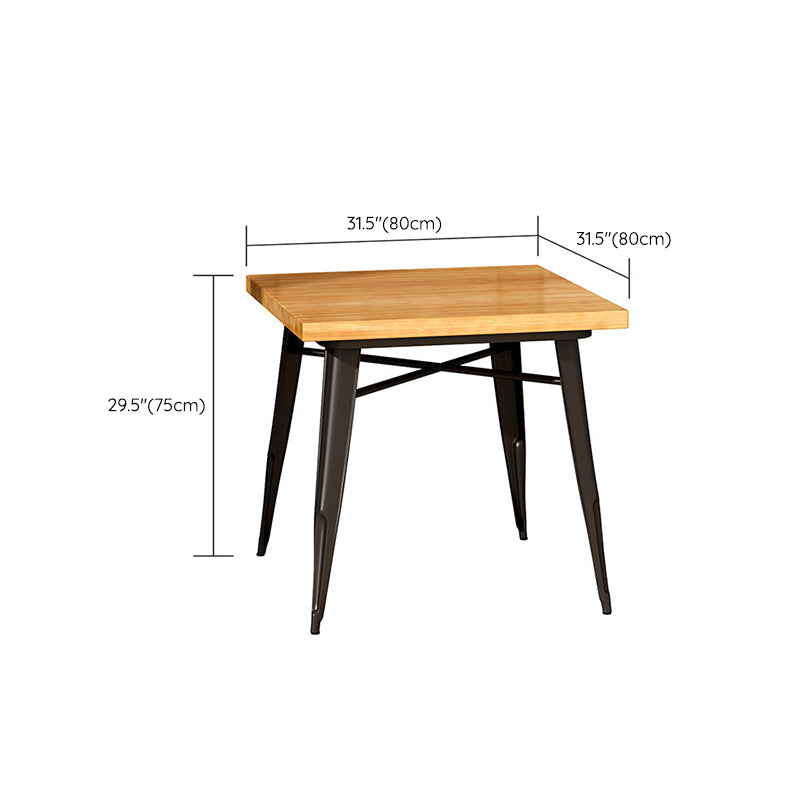 Rectangle Black Base Dining Table Industrial Wood Table for Bar