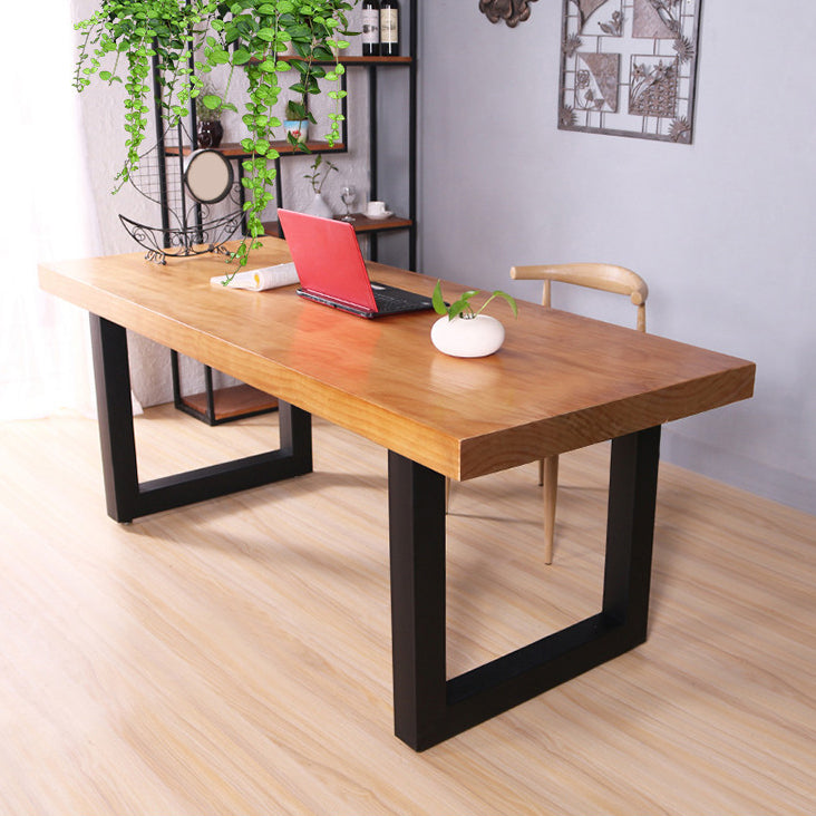 Rectangle Double Base Dining Table Industrial Wood Table for Dining Room