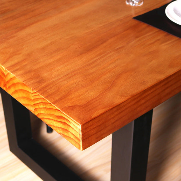 Rectangle Double Base Dining Table Industrial Wood Table for Dining Room
