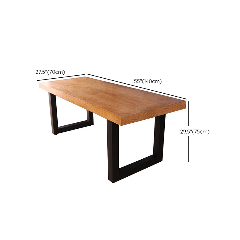 Rectangle Double Base Dining Table Industrial Wood Table for Dining Room