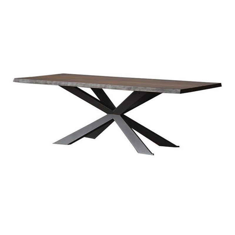 Rectangle Black Base Dining Table Industrial Wood Table for Dining Room