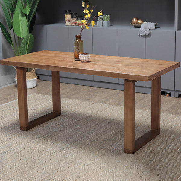 Rectangle Double Base Dining Table Industrial Wood Table for Kitchen