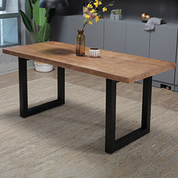 Rectangle Double Base Dining Table Industrial Wood Table for Kitchen