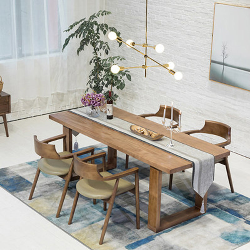 Rectangle Double Base Dining Table Industrial Wood Table for Kitchen