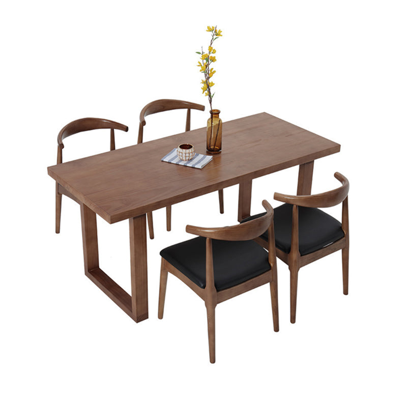 Rectangle Double Base Dining Table Industrial Wood Table for Kitchen
