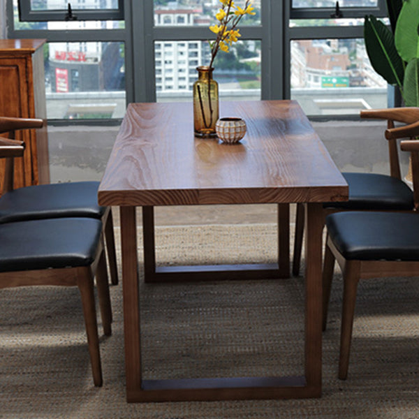 Rectangle Double Base Dining Table Industrial Wood Table for Kitchen