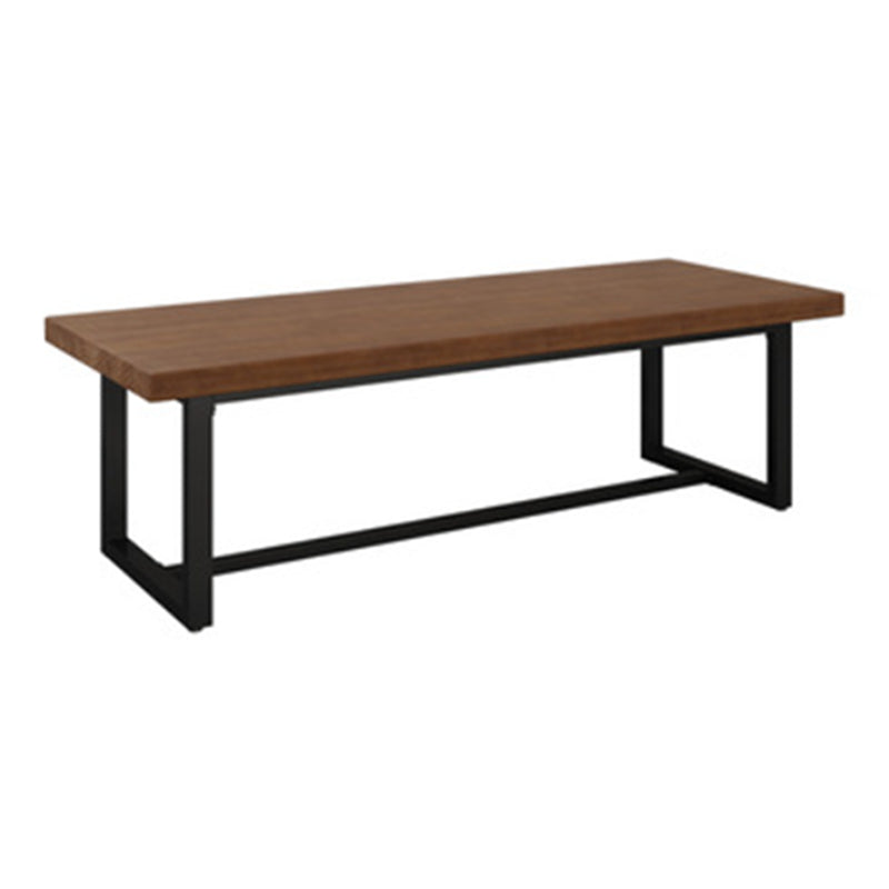 Rectangle Black Base Dining Table Industrial Wood Table for Kitchen