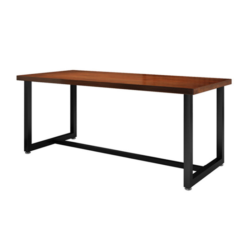 Rectangle Black Base Dining Table Industrial Pine Wood Table for Kitchen