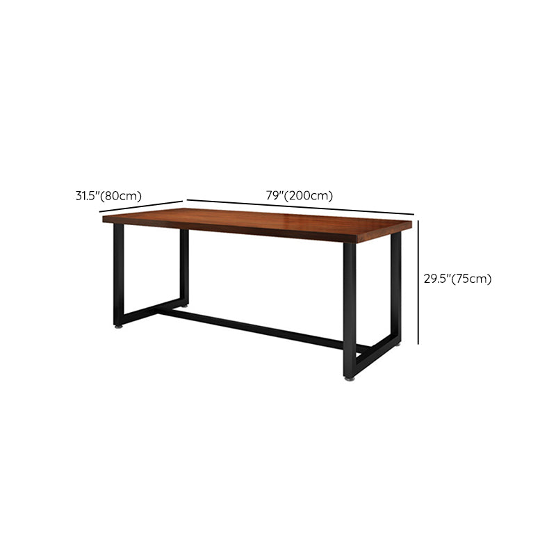 Rectangle Black Base Dining Table Industrial Pine Wood Table for Kitchen