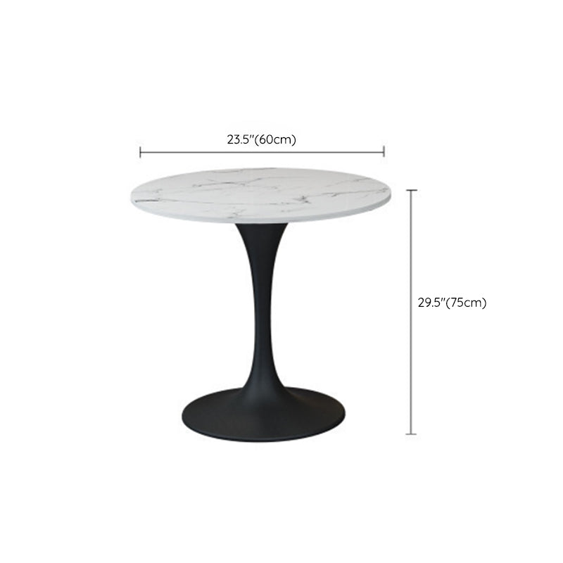 Round Black Base Dining Table Modern Stone Table for Milk Tea Shop