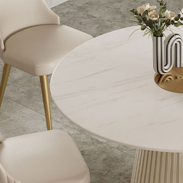Round White Base Dining Table Modern Stone Table for Kitchen