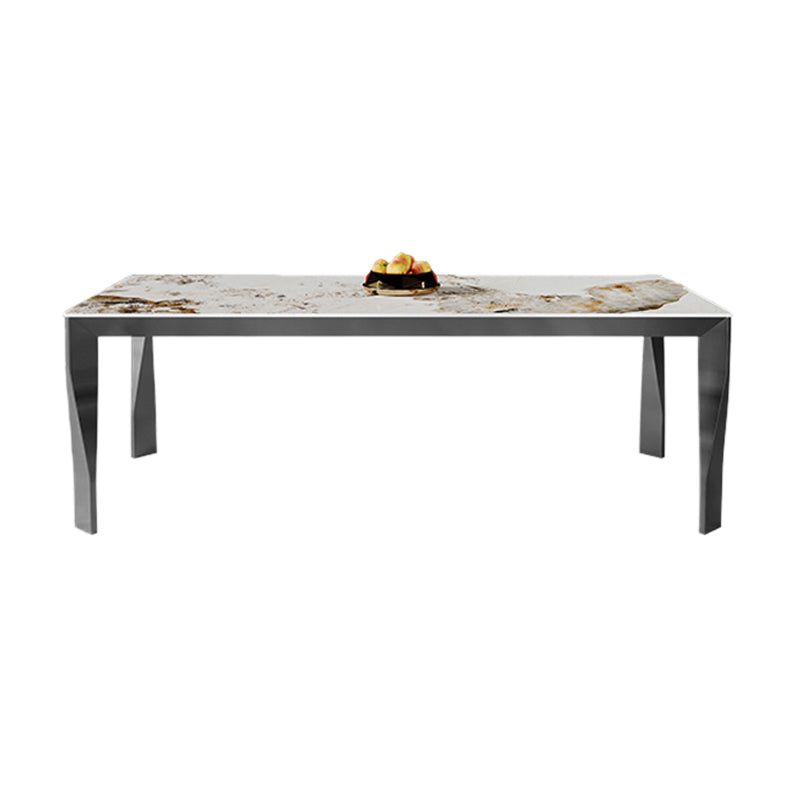 Modern Style Dining Table Sintered Stone Dining Rectangle Table with Metal Legs for Home