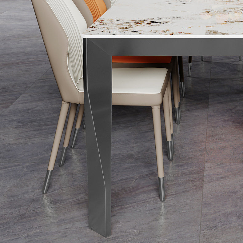 Modern Style Dining Table Sintered Stone Dining Rectangle Table with Metal Legs for Home