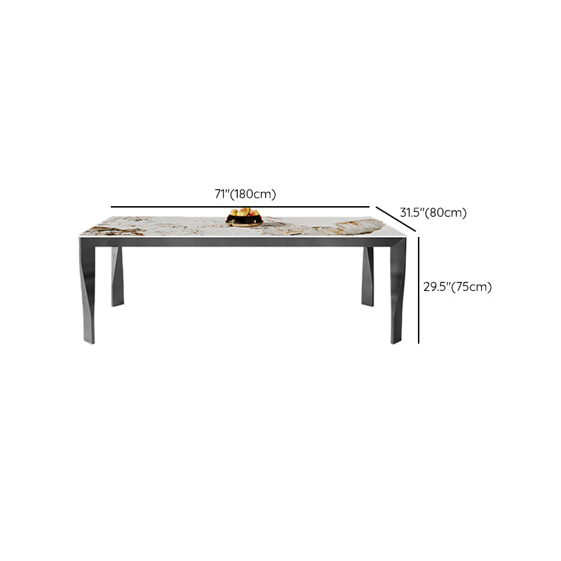 Modern Style Dining Table Sintered Stone Dining Rectangle Table with Metal Legs for Home