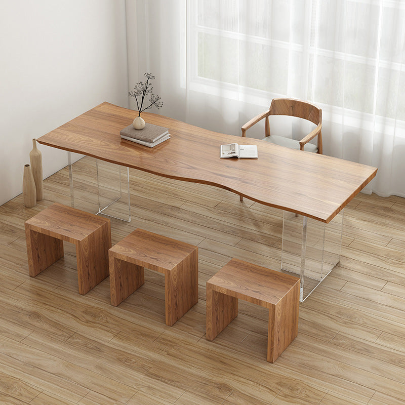 Rectangle Double Pedestal Dining Table Modern Wood Table for Dining Room