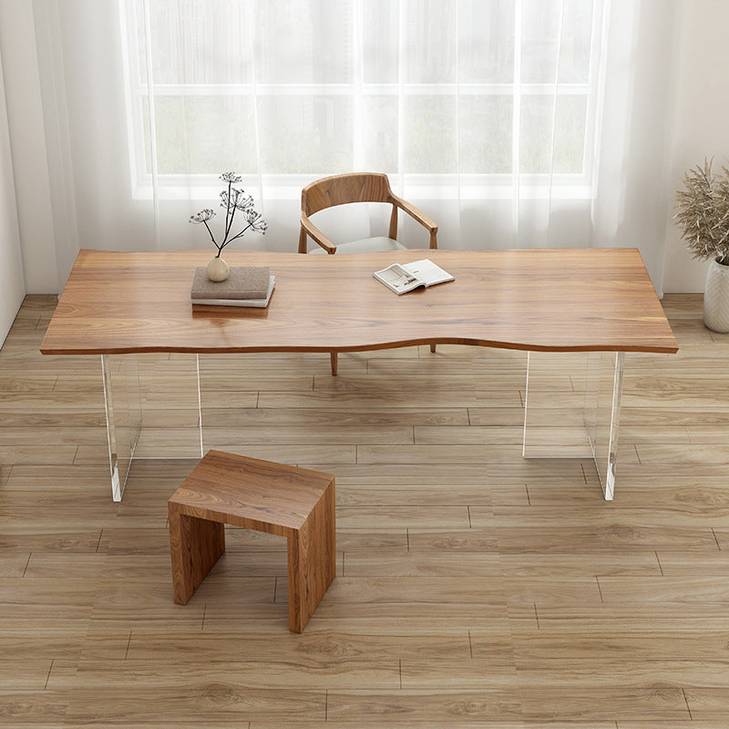 Rectangle Double Pedestal Dining Table Modern Wood Table for Dining Room