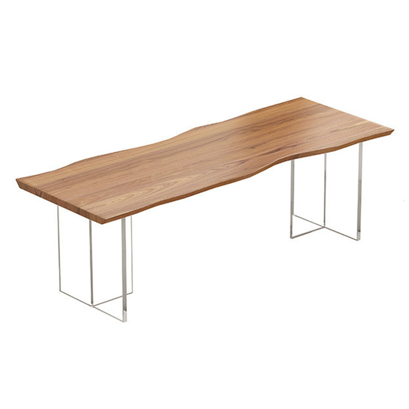 Rectangle Double Pedestal Dining Table Modern Wood Table for Dining Room