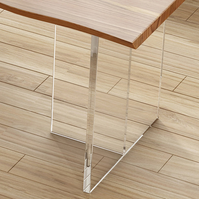 Rectangle Double Pedestal Dining Table Modern Wood Table for Dining Room