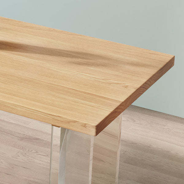 Rectangle Double Base Dining Table Modern Pine Wood Table for Living Room
