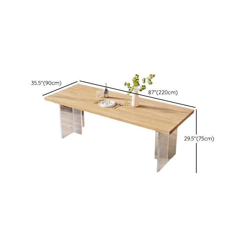 Rectangle Double Base Dining Table Modern Pine Wood Table for Living Room