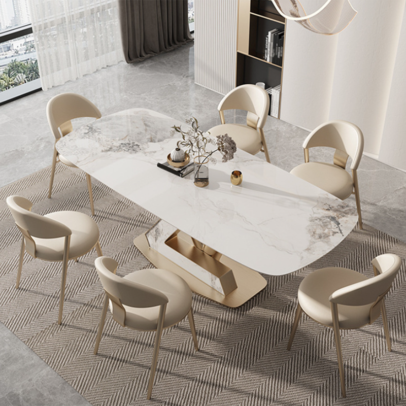 Glam Dining Sintered Stone Table Rectangle Table with Metal Legs for Home