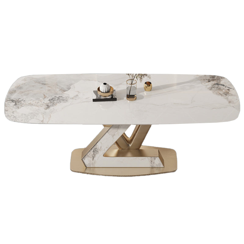Glam Dining Sintered Stone Table Rectangle Table with Metal Legs for Home