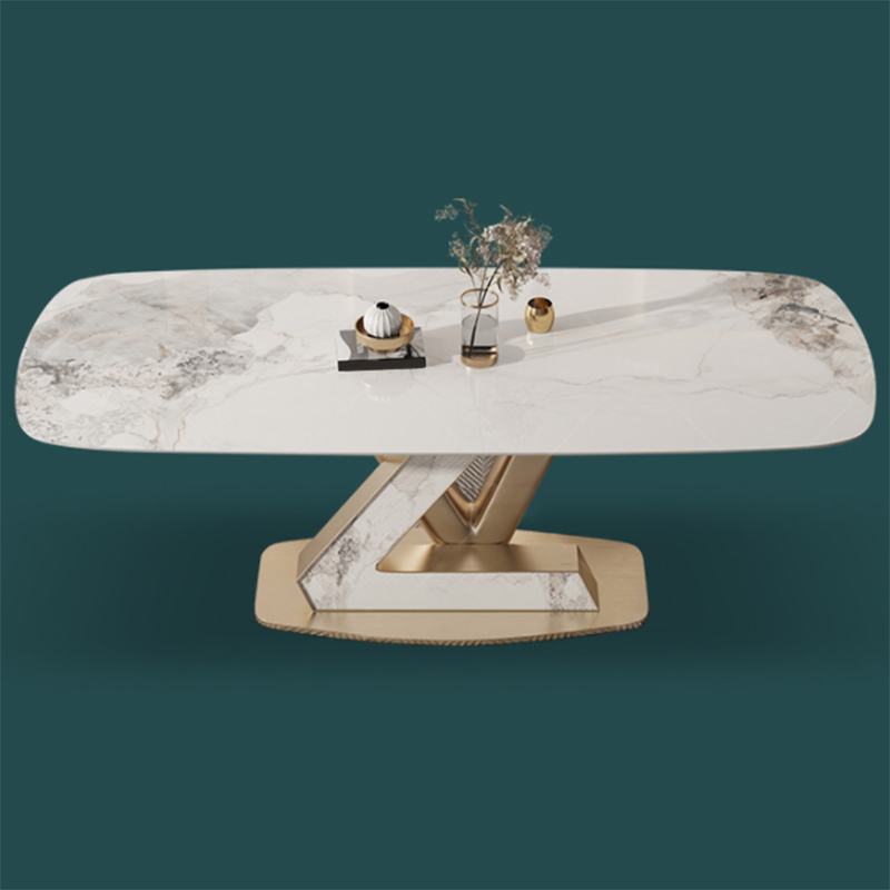 Glam Dining Sintered Stone Table Rectangle Table with Metal Legs for Home