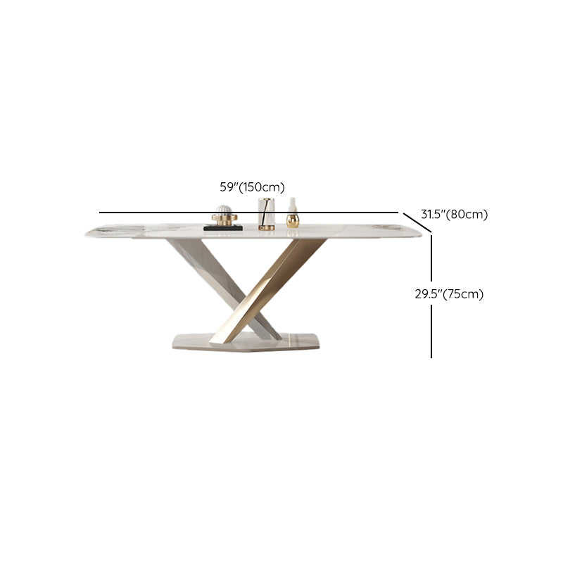 Glam Dining Sintered Stone Table Rectangle Table with Metal Legs for Home