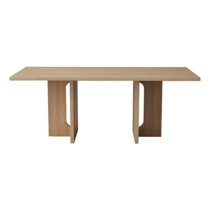Rectangle Double Base Dining Table Modern Pine Wood Table for Kitchen