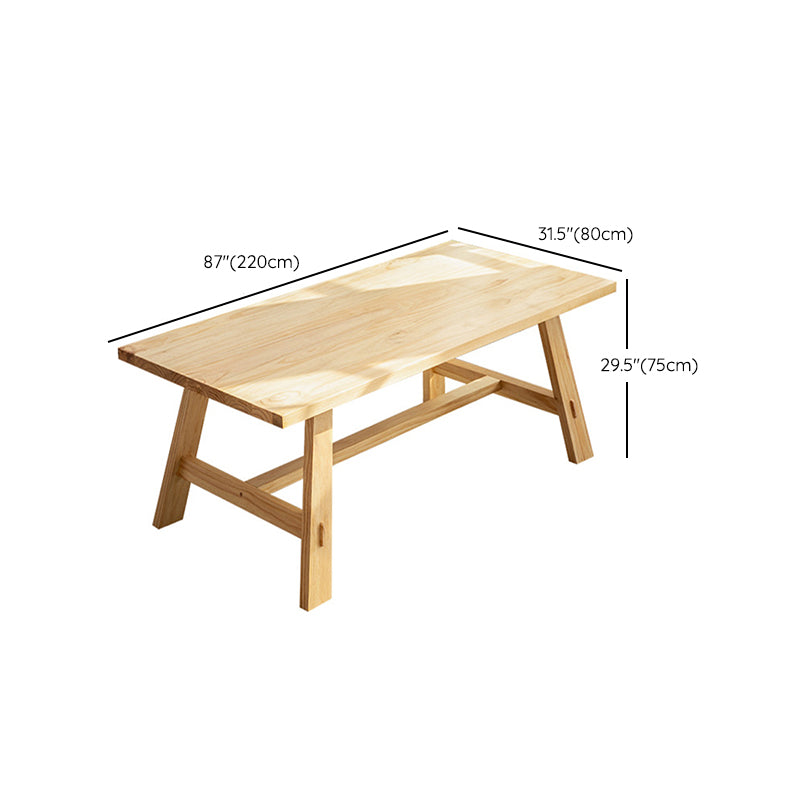 Rectangle Trestle Base Dining Table Modern Pine Wood Table for Kitchen
