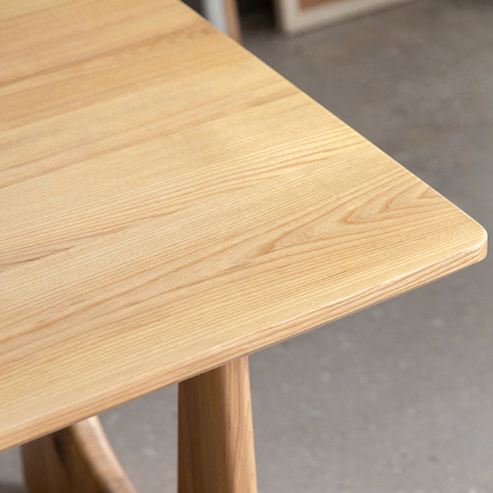 Rectangle Double Pedestal Dining Table Modern Pine Wood Table for Kitchen