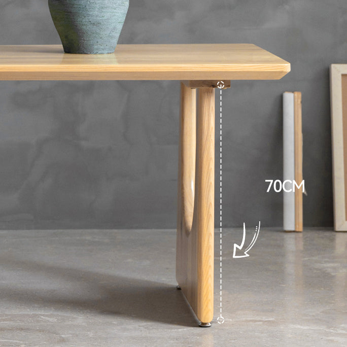 Rectangle Double Pedestal Dining Table Modern Pine Wood Table for Kitchen