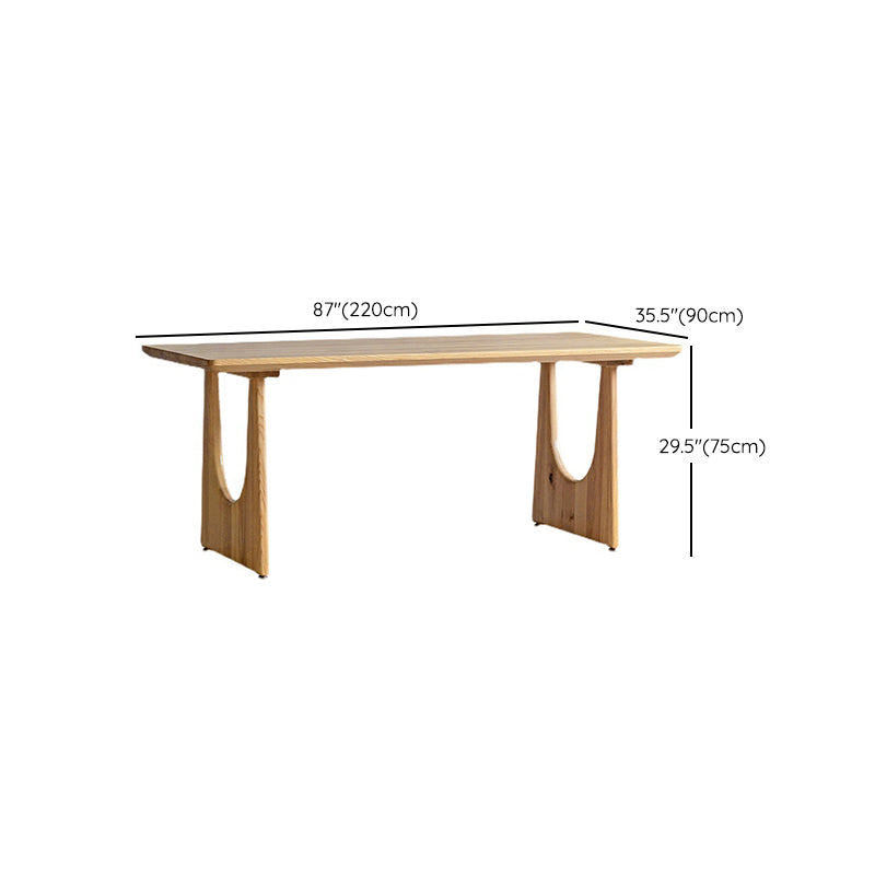 Rectangle Double Pedestal Dining Table Modern Pine Wood Table for Kitchen