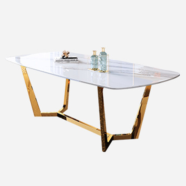 Glam Style Dining Sintered Stone Table Dining Rectangle Table for Kitchen