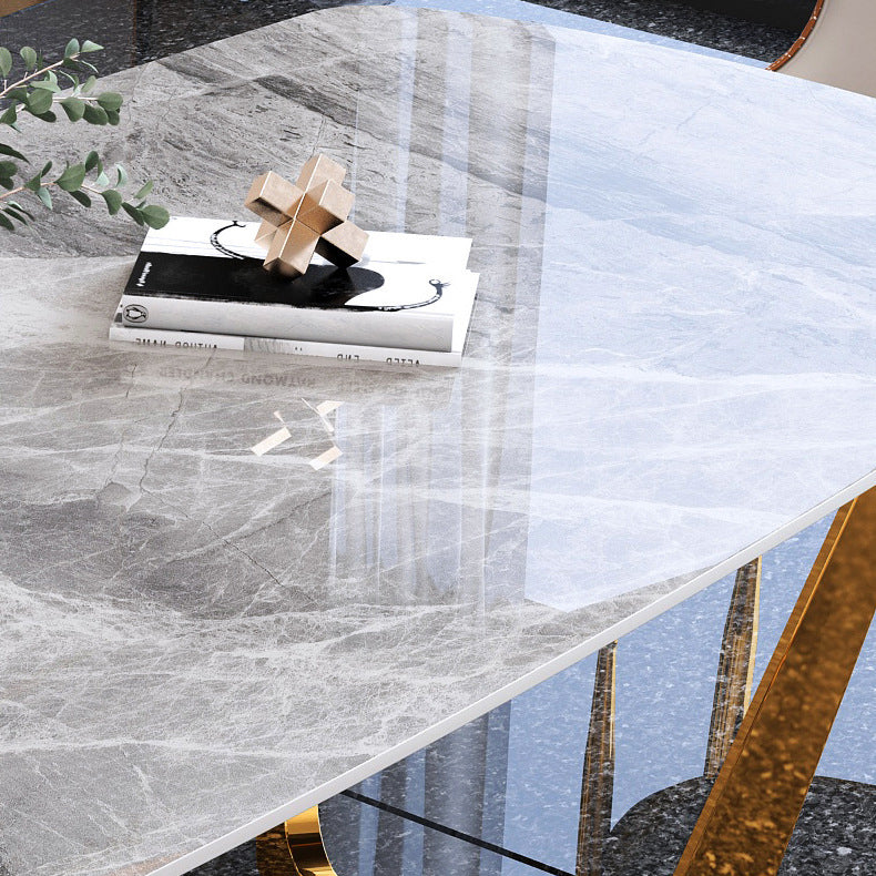 Glam Style Dining Sintered Stone Table Dining Rectangle Table for Kitchen