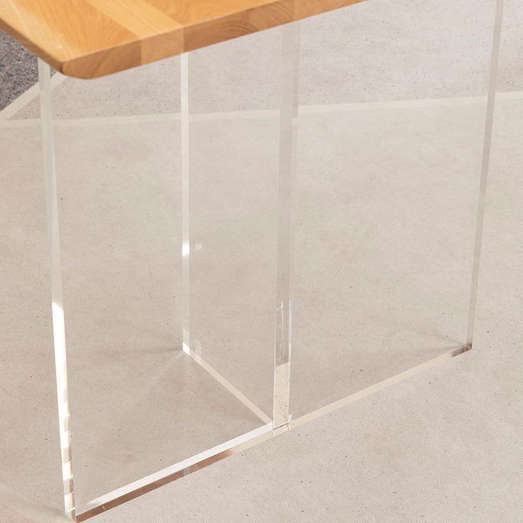 Rectangle Double Pedestal Dining Table Modern Wood Table for Kitchen
