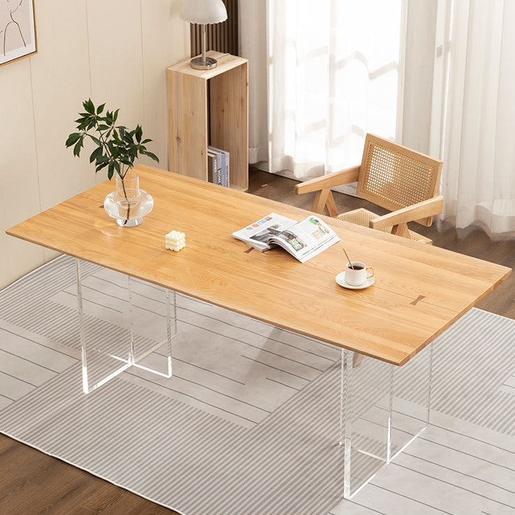 Rectangle Double Pedestal Dining Table Modern Wood Table for Kitchen