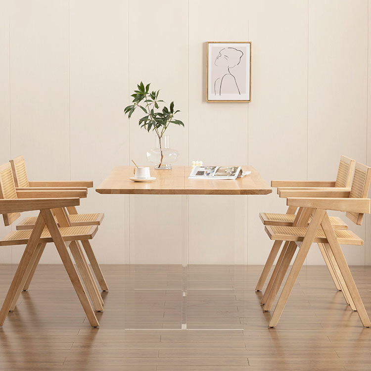 Rectangle Double Pedestal Dining Table Modern Wood Table for Kitchen