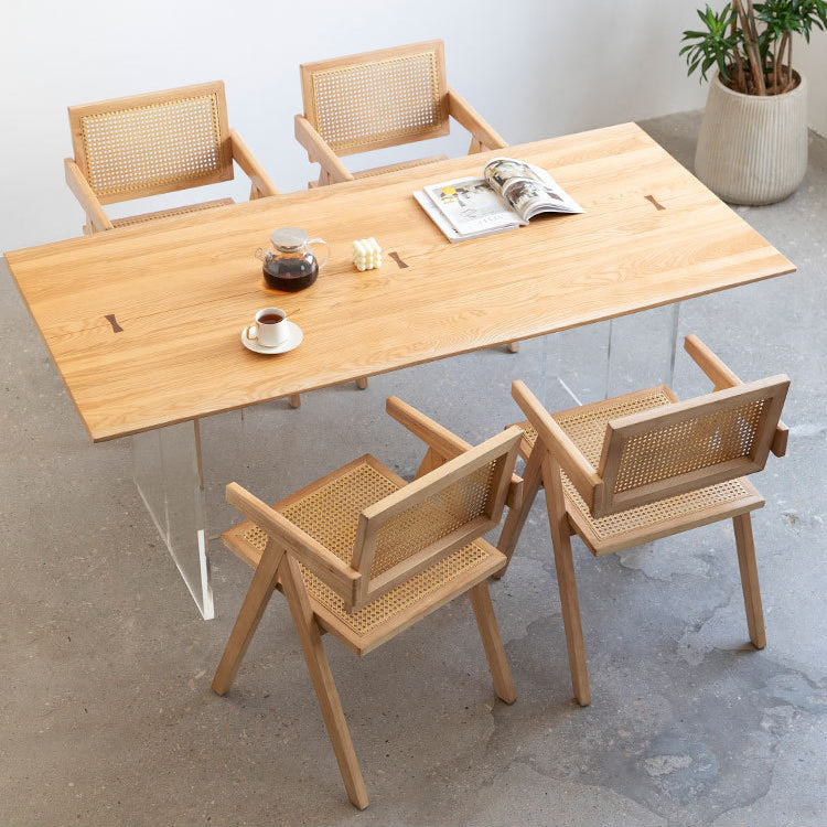 Rectangle Double Pedestal Dining Table Modern Wood Table for Kitchen