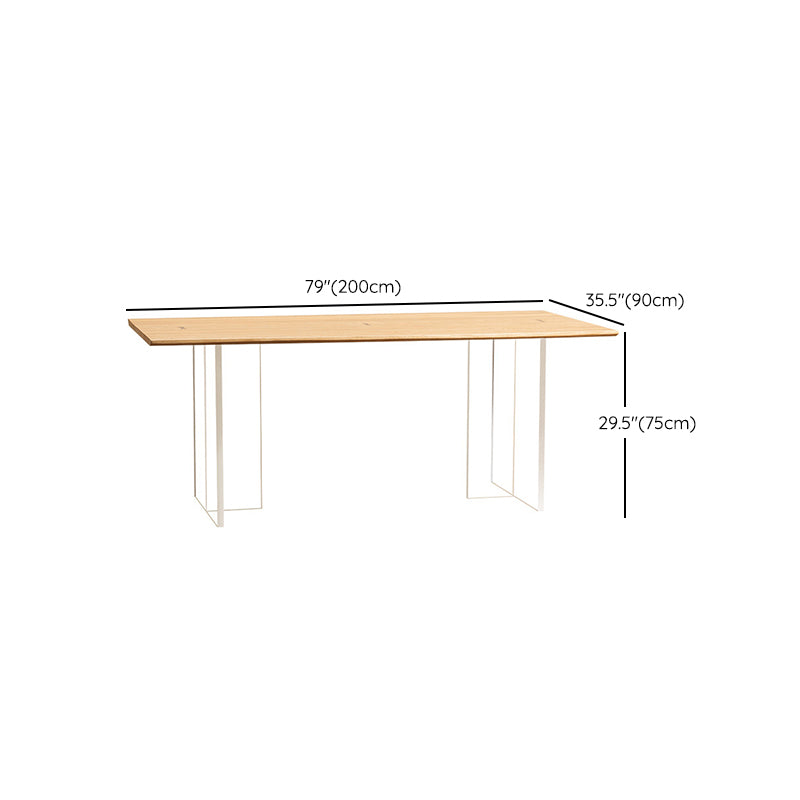 Rectangle Double Pedestal Dining Table Modern Wood Table for Kitchen