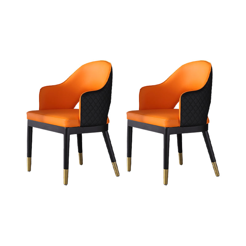 Glam Open Back Dining Armchair PU Leather Dining Chair for Home