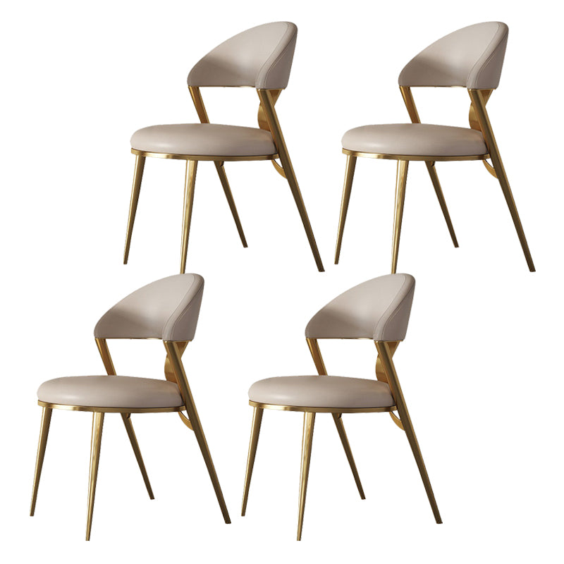 Glam Upholstered Dining Chairs Faux Leather Kitchen Dining Chair